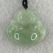 Type A Natural Semi Icy Light Green Jadeite Milo Buddha Pendant 8.03g 28.1 by 30.6 by 6.9mm - Huangs Jadeite and Jewelry Pte Ltd