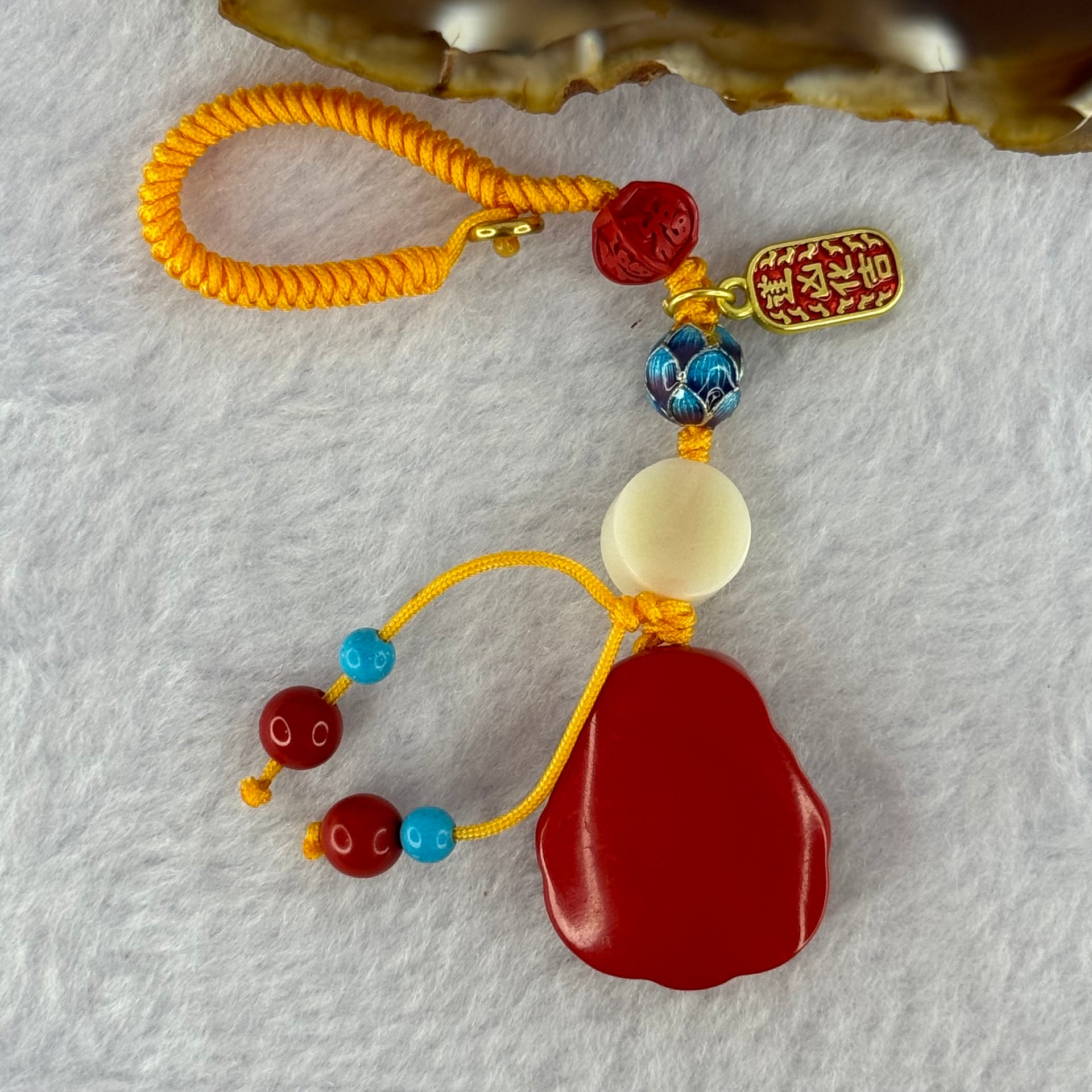 Natural Red Cinnabar Milo Buddha Charm 15.70g 24.9 by 21.4 by 10.4mm - Huangs Jadeite and Jewelry Pte Ltd