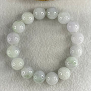 Type A Light Green with Slight Light Lavender Jadeite Beads Bracelet 46.20g 15cm 12.3mm 16 Beads - Huangs Jadeite and Jewelry Pte Ltd