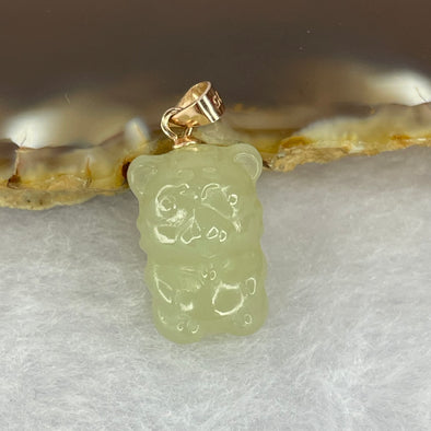 Natural Yellow Nephrite 和田玉  Tiger in 925 Silver Clasp (Rose Gold Plated) 3.06g 16.5 by 10.6 by 9.6mm - Huangs Jadeite and Jewelry Pte Ltd