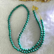 Natural Turquoise Beads S925 Silver Gold Color Necklace 天然绿松石项链 10.48g 40cm 4.5mm 97 Beads - Huangs Jadeite and Jewelry Pte Ltd