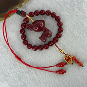 Natural Red Cinnabar Beads with 3D Baby Deer Pendent and Hulu Pair Charm 49.10g 8.3mm 20 Beads 35.2 by 28.9 by 18.7mm - Huangs Jadeite and Jewelry Pte Ltd