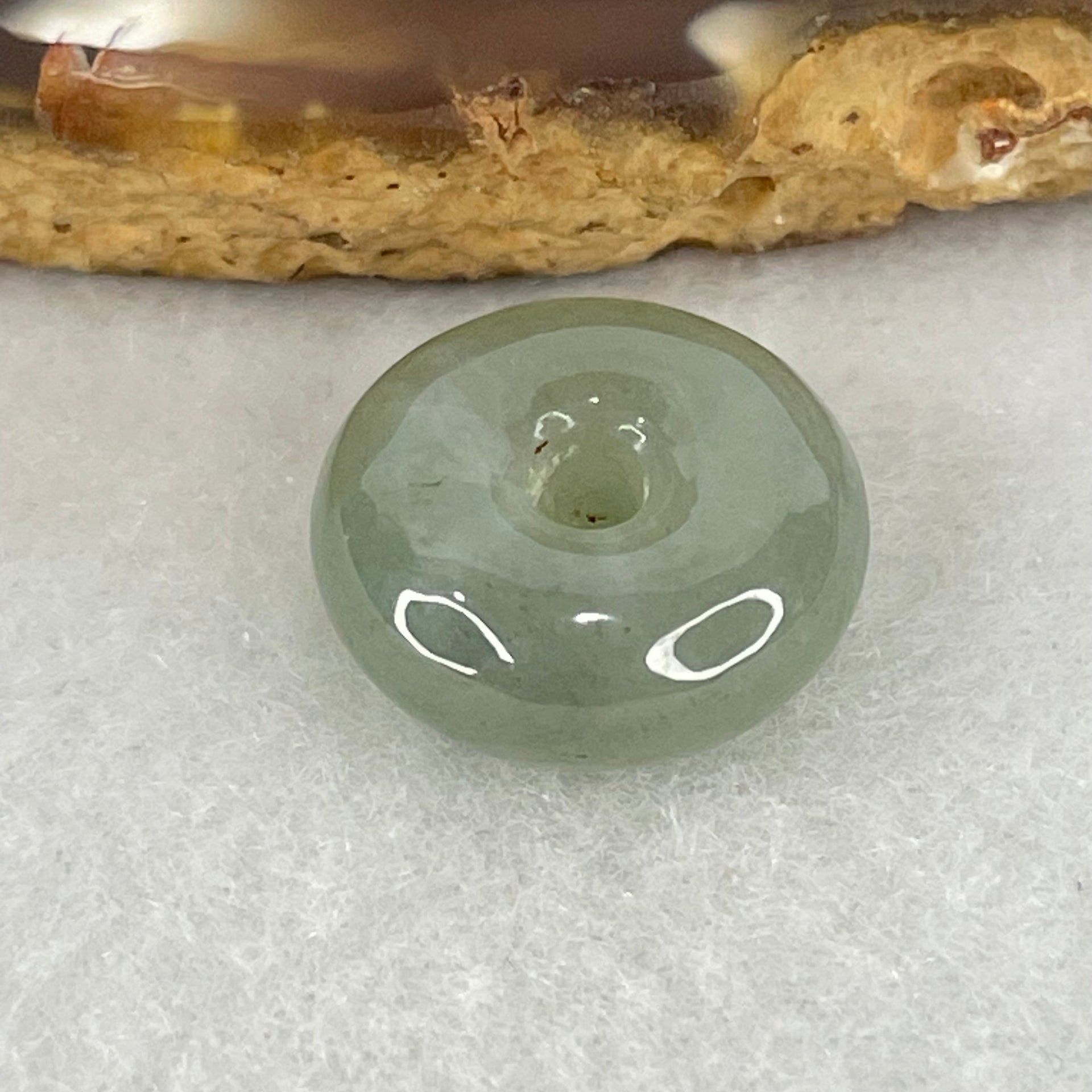 Type A Grey Jadeite Ping An Kou Donut Charm Pendant 3.28g 15.6 by 6.7mm - Huangs Jadeite and Jewelry Pte Ltd