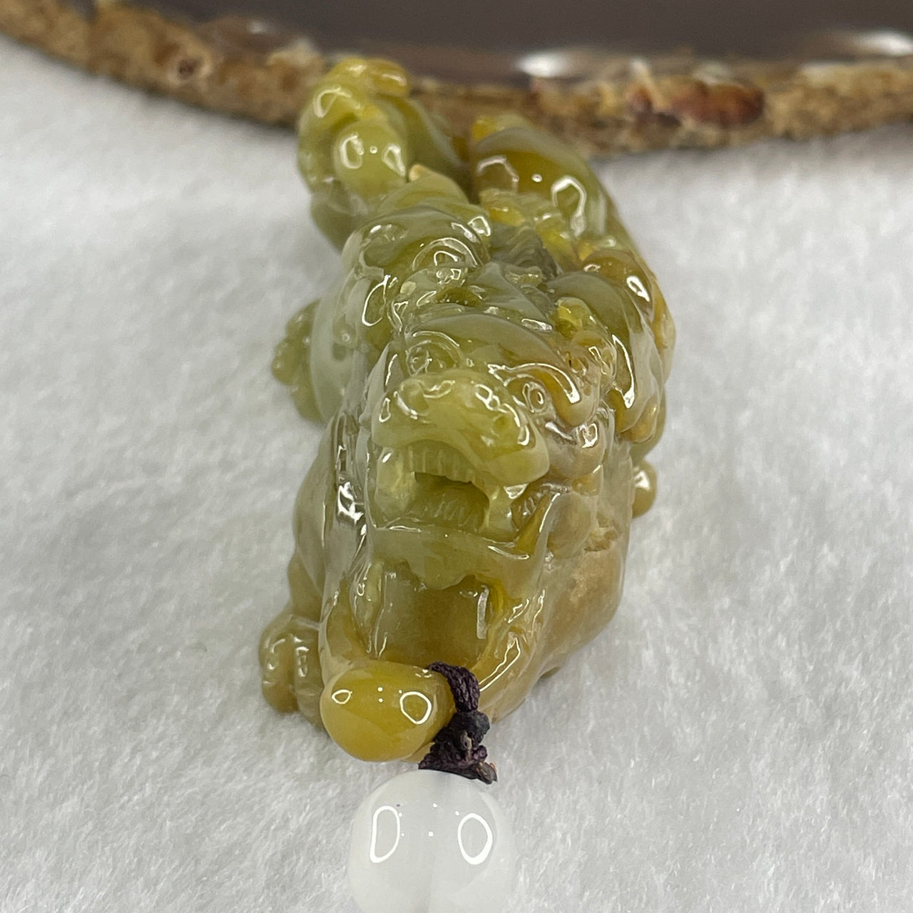 Grand Master Type A Yellow with Green Jadeite Flying Pixiu Pendant 102.1g 34.4 by 33.0 by 20.2mm