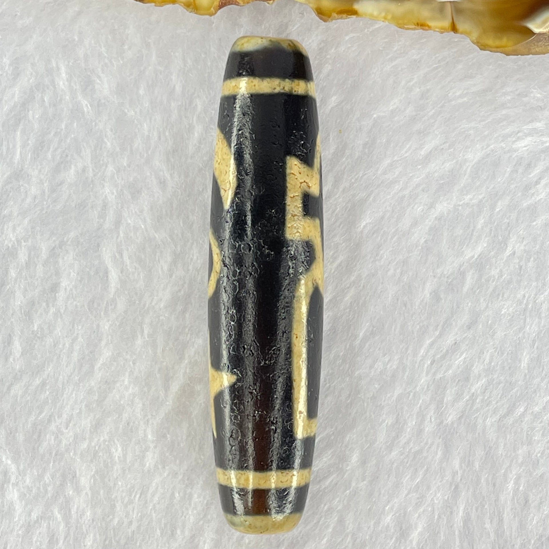 Natural Powerful Tibetan Old Oily Agate Cai Shen with Moon Sun Star Dzi Bead Heavenly Master (Tian Zhu) 财神长天珠 16.79g 58.2 by 13.6mm - Huangs Jadeite and Jewelry Pte Ltd