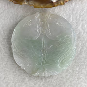 Natural Type A Light Lavender with Green Piao Hua Jadeite Double Fish Pendant 36.55g 52.1 by 6.3mm - Huangs Jadeite and Jewelry Pte Ltd