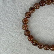 Natural Copper Rutilated Quartz Beads Bracelet 天然銅髮晶手镯 16.12g 16cm 7.9mm 25 Beads - Huangs Jadeite and Jewelry Pte Ltd