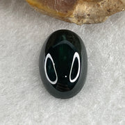 Type A Translucent Black Omphacite Jadeite Round Cabouchon Stone For Setting 1.54g 15.5 by 9.8 by 5.0mm - Huangs Jadeite and Jewelry Pte Ltd