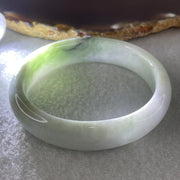 Natural Type A Light Lavender with Green Jadeite Oval Bangle 50.92g Inner Diameter 57.2mm 14.3 by 7.2mm (Slight External Rough) - Huangs Jadeite and Jewelry Pte Ltd