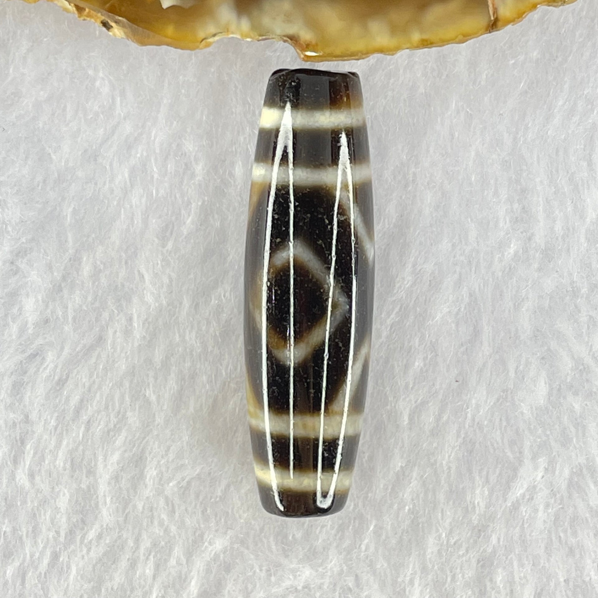 Natural Powerful Tibetan Old Oily Agate 2-Eye Vajra Dzi Bead Heavenly Master (Tian Zhu) 二眼天珠 7.20g 38.0 by 11.2mm - Huangs Jadeite and Jewelry Pte Ltd