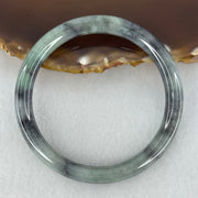 Type A Wuji Grey Black with Light Green Patch Jadeite Bangle Internal Diameter 52.2mm 27.55g 8.0 by 7.0mm - Huangs Jadeite and Jewelry Pte Ltd