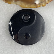 Type A Opaque Black Omphacite Jadeite Yin Yang Pendant 21.93g 35.9 by 9.7mm - Huangs Jadeite and Jewelry Pte Ltd