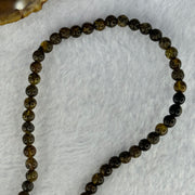 Natural Dark Brown Flower Amber Beads Elastic Necklace 7.50g 50cm 5.2mm 107 Beads - Huangs Jadeite and Jewelry Pte Ltd
