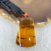 Natural Cognac Flora Amber Pendant 15.12g 52.3 by 34.2 by 12.2mm - Huangs Jadeite and Jewelry Pte Ltd