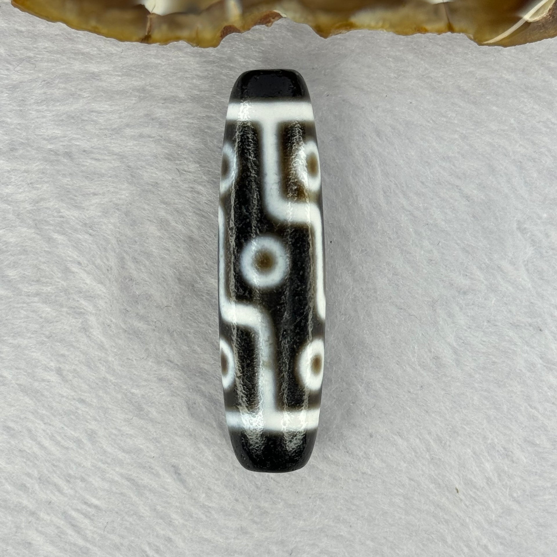 Natural Powerful Tibetan Old Oily Agate 9 Eyes Dzi Bead Heavenly Master (Tian Zhu) 九眼天诛 13.09g 48.9 by 13.0mm - Huangs Jadeite and Jewelry Pte Ltd