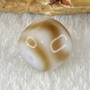 Natural Powerful Tibetan Old Oily Agate Tiger Tooth Daluo Dzi Bead Heavenly Master (Tian Zhu) 1.88g 9.9 by 10.9mm - Huangs Jadeite and Jewelry Pte Ltd