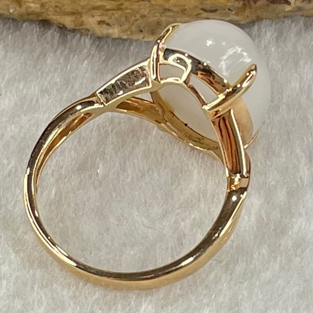 Natural White Nephrite in 18K Rose Gold Ring 4.29g 14.2 by 11.3 by 7.5mm US6.2 HK13.5 - Huangs Jadeite and Jewelry Pte Ltd