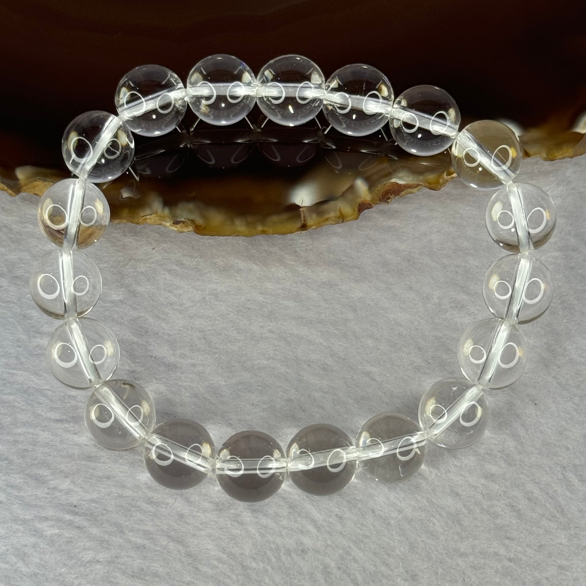 Natural Clear Quartz Bracelet 天然白水晶手链 30.62g 17cm 10.6mm 19 Beads - Huangs Jadeite and Jewelry Pte Ltd