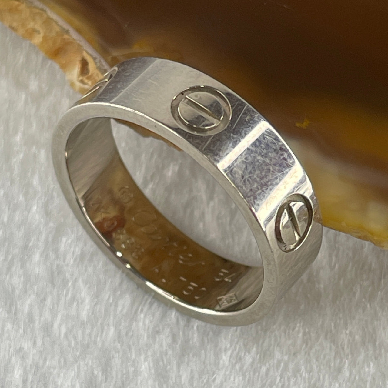 Pre-Love Cartier 18k AU750 White Gold Love ring, classic model Ring 6.52g EU54 Width 5.5mm (No Box No Papers) - Huangs Jadeite and Jewelry Pte Ltd