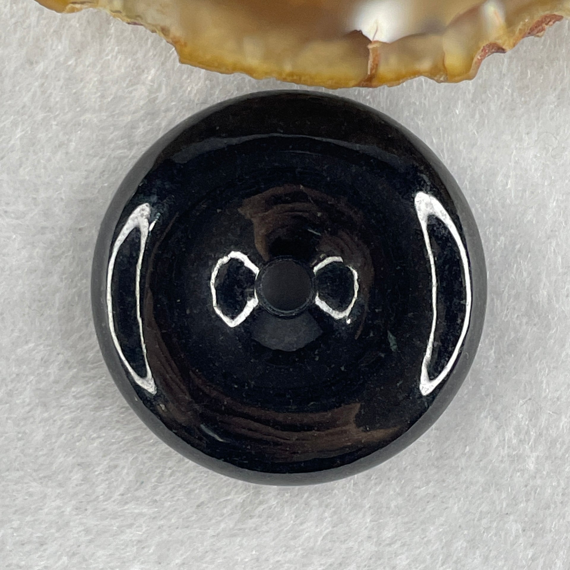Type A Opaque Black Omphacite Jadeite Ping An Kou Donut Pendant 19.59g 33.1 by 8.7mm - Huangs Jadeite and Jewelry Pte Ltd