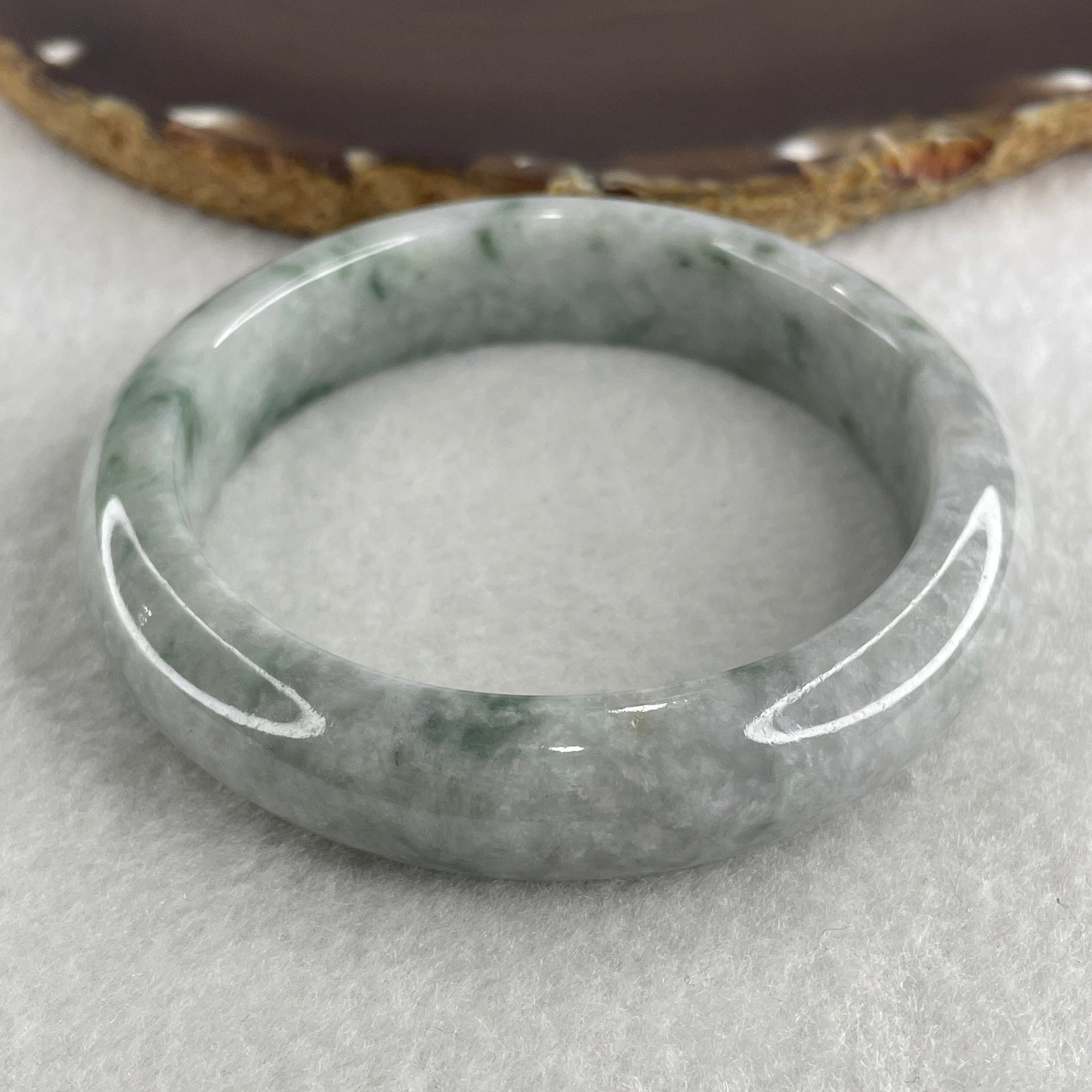 Natural Type A Light Green with Light Lavender and Blueish Green Piao Hua Jadeite Bangle 69.25g Internal Diameter 57.5mm 14.0 by 9.7mm (Close to Perfect) - Huangs Jadeite and Jewelry Pte Ltd