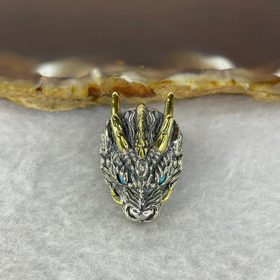 925 Sliver Dragon with Turquoise Eyes Bracelet Charm 10.38g 22.4 by 15.2 by 14.5 mm - Huangs Jadeite and Jewelry Pte Ltd
