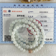 Type A White to Faint Blue Jadeite Beads Necklace 60.62g 66cm 7.0mm 98 Beads - Huangs Jadeite and Jewelry Pte Ltd