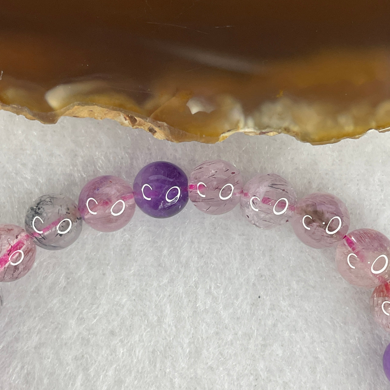 Certified Above-Average Grade Natural Super 7 Crystal Beads Bracelet | High-Density Fine-Bead Stackable Strand | Authentic Sacred Seven Multi-Mineral Inclusions Quartz Spiritual Catalyst & Auric Shield Bracelet (12.90g | 16.5cm Length | 7.2mm | 27 Beads)