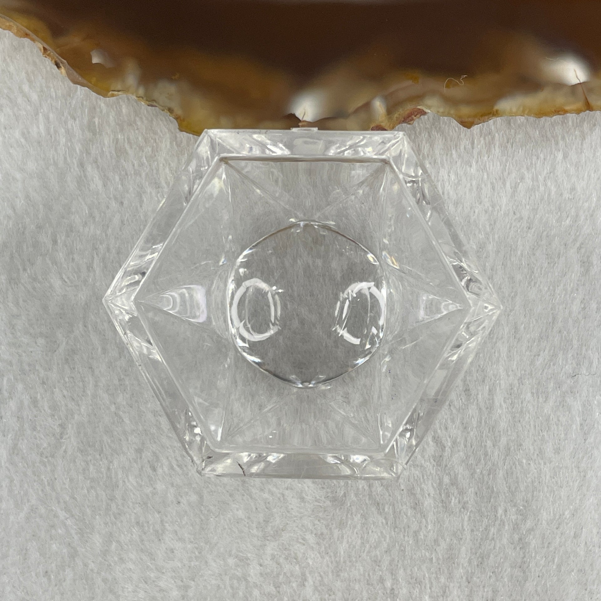 Natural Black Moonstone Ball with Clear Acrylic Display 443.95g 69.0 by 90.0mm - Huangs Jadeite and Jewelry Pte Ltd