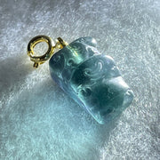 Natural Purple and Green Fluorite Ox Charm Pendant 4.00g 17.3 by 10.8 by 9.8mm - Huangs Jadeite and Jewelry Pte Ltd