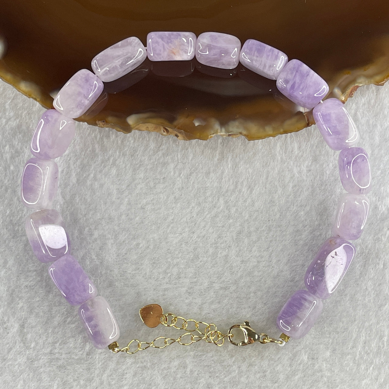 Natural Dreamy Amethyst Pebble Bracelet 21.58g 17- 22cm 8.3mm 16Beads