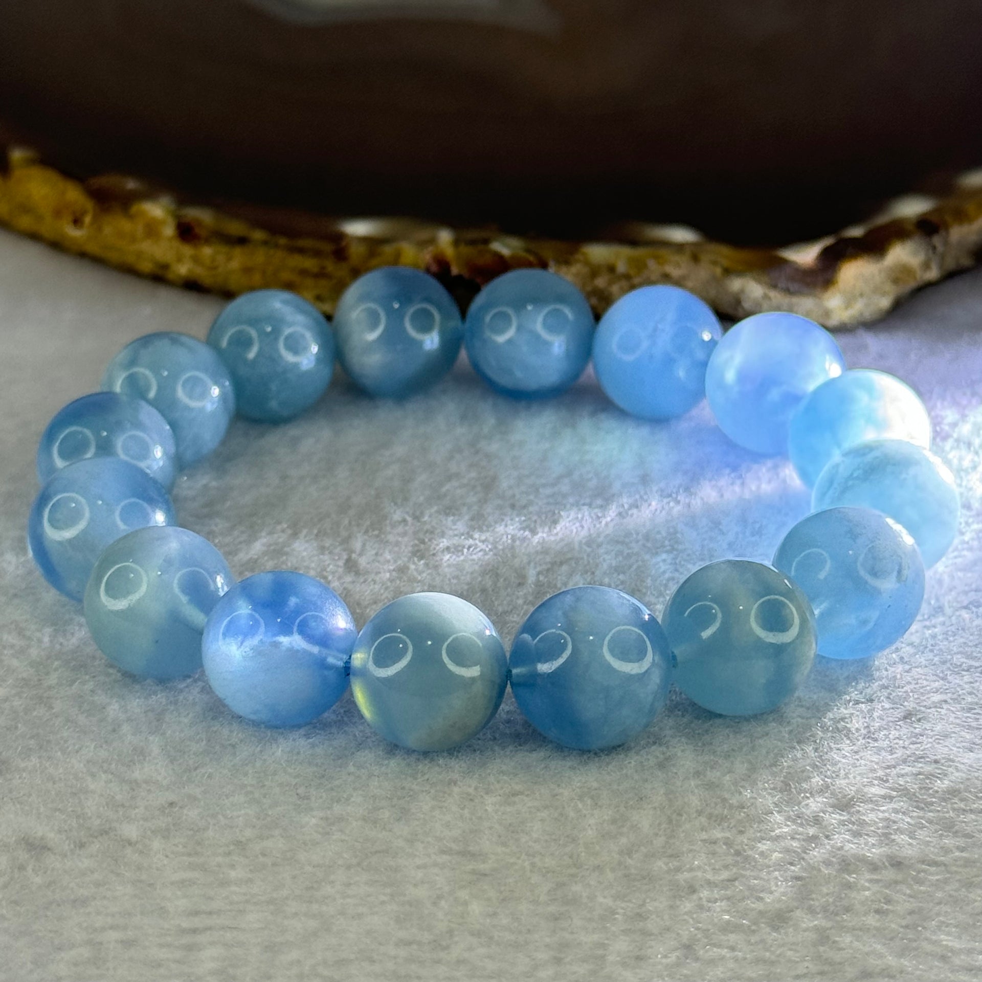 Natural Aquamarine Beads Bracelet 50.83g 18cm 13.2mm 16 Beads - Huangs Jadeite and Jewelry Pte Ltd