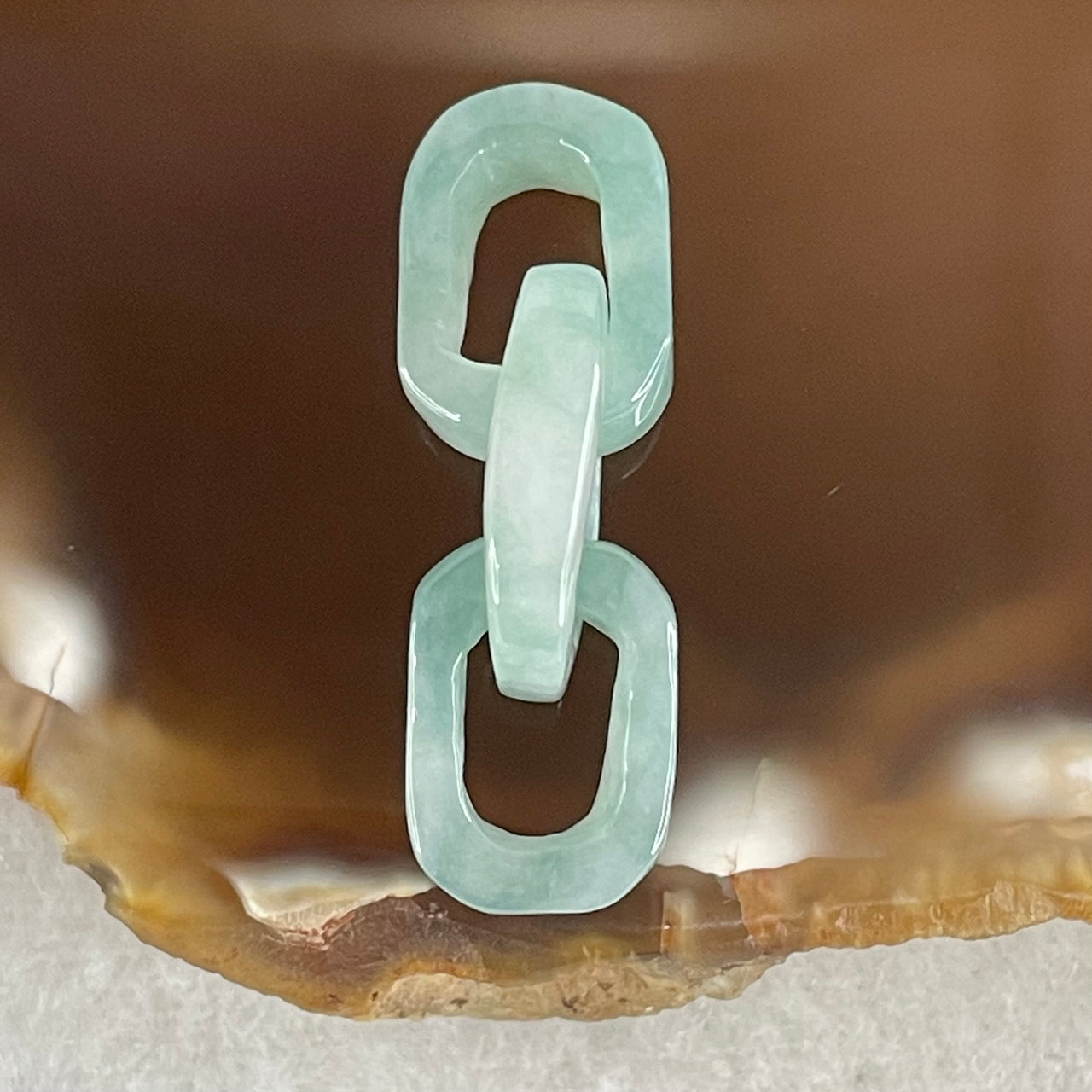 Type A Blueish Green with Faint White Jadeite Rolo Link Chain for Setting 2.54g 14.8 by 10.4 by 3.7mm - Huangs Jadeite and Jewelry Pte Ltd