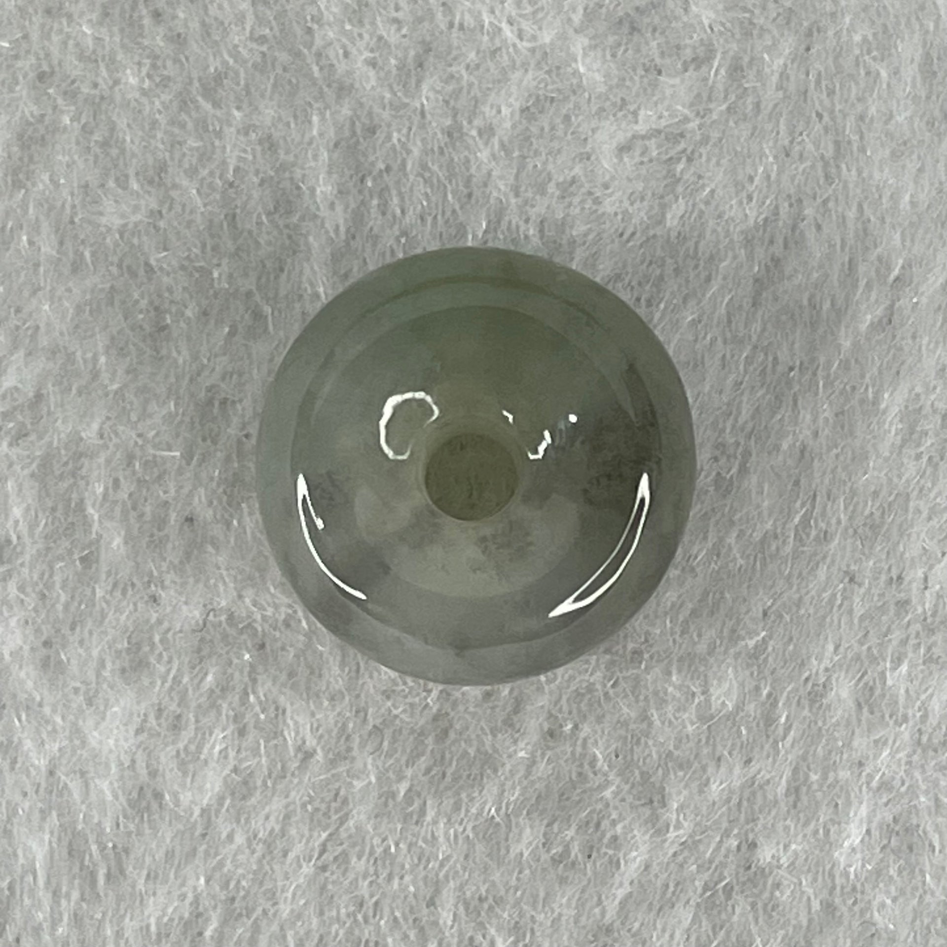 Type A Wuji Grey Jadeite Ping An Kou Donut Charm Pendant 2.15g 12.5 by 6.8mm - Huangs Jadeite and Jewelry Pte Ltd