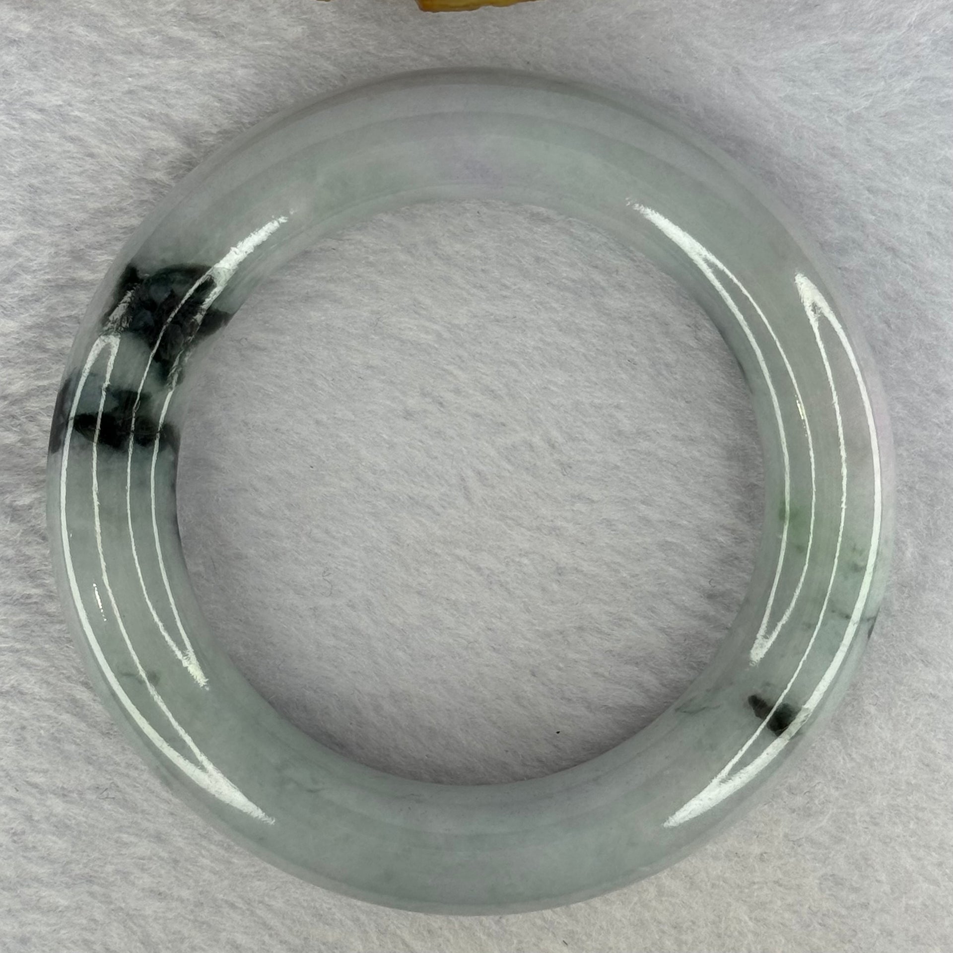 Type A Green Lavender with Moss Green Patches Jadeite Bangle Internal Diameter 57.4mm 97.51g 13.1 by 12.8mm (Very Slight External Rough) - Huangs Jadeite and Jewelry Pte Ltd