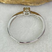 Type A Semi Icy Green Cabochon Jadeite in S925 Sliver Ring (Adjustable Size) 1.09g 4.0 by 2.0mm - Huangs Jadeite and Jewelry Pte Ltd