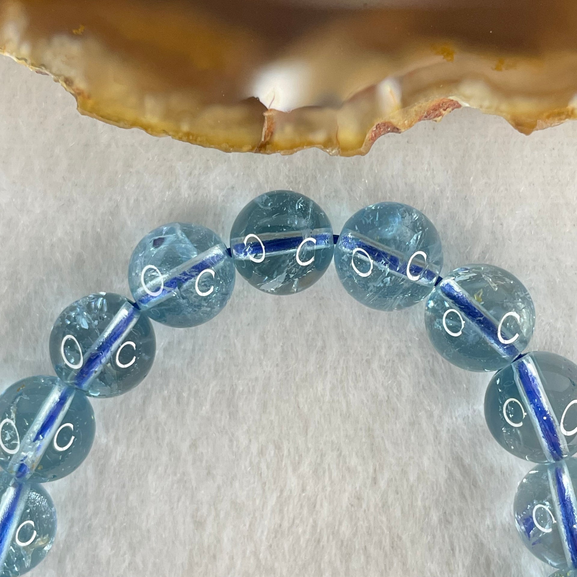 Good Grade Natural Blue Topaz Beads Bracelet 29.77g 15.5cm 9.4mm 21 Beads - Huangs Jadeite and Jewelry Pte Ltd