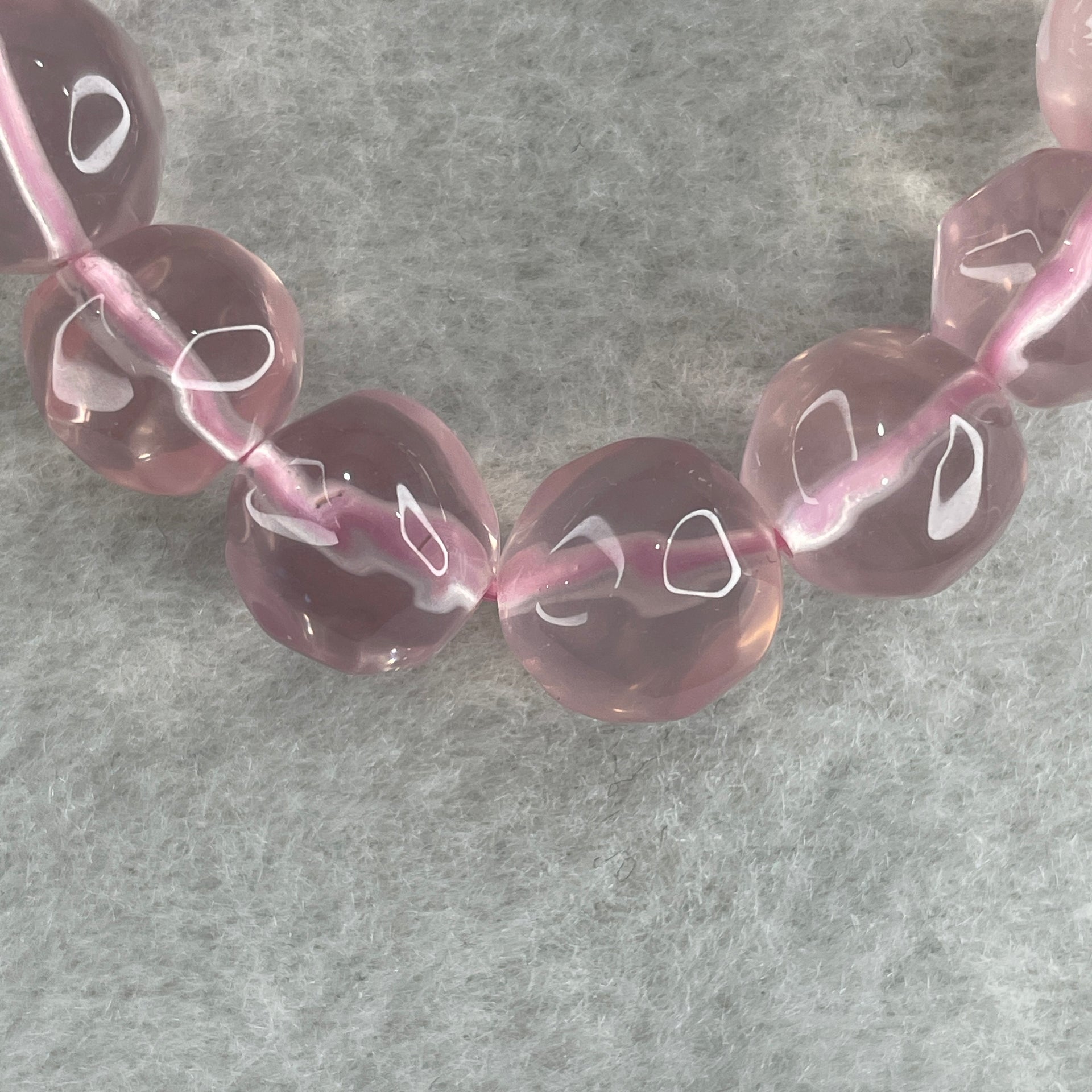 Natural Rose Quartz Beads Bracelet 32.08g 14.5cm 11.4mm 17 Beads - Huangs Jadeite and Jewelry Pte Ltd