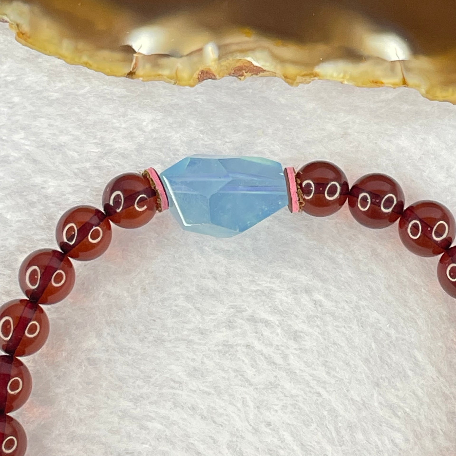 Natural Dark Red Blood Amber Beads Bracelet 天然血珀手链 8.45g 17cm 7.6mm 24 Beads - Huangs Jadeite and Jewelry Pte Ltd