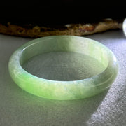 Type A Semi Icy Bright Green Jadeite Oval Bangle Internal Diameter 54.4mm 40.37g 11.3 by 8.4mm (Slight Internal Lines) - Huangs Jadeite and Jewelry Pte Ltd