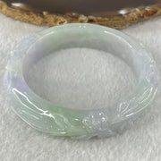Type A Lavender and Green Jadeite Prosperity Flower Bangle 64.58g Internal Diameter 54.7mm 14.7 by 9.6mm (Internal Lines) - Huangs Jadeite and Jewelry Pte Ltd