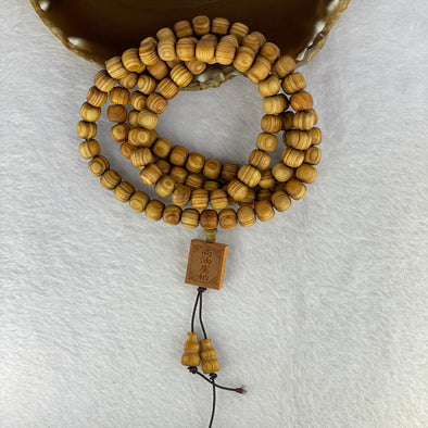 Natural High Oil Content Yabai Wood 高油崖柏 Beads Necklace 38.19g 9.9mm 111 Beads Pendant 19.9 by 16.1 by 6.2 mm - Huangs Jadeite and Jewelry Pte Ltd