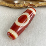 Natural Powerful Tibetan Old Oily Red White Agate One Eye Gold Metal Element Dzi Bead Heavenly Master (Tian Zhu) 一眼金天珠 9.50g 38.2 by 12.8mm - Huangs Jadeite and Jewelry Pte Ltd