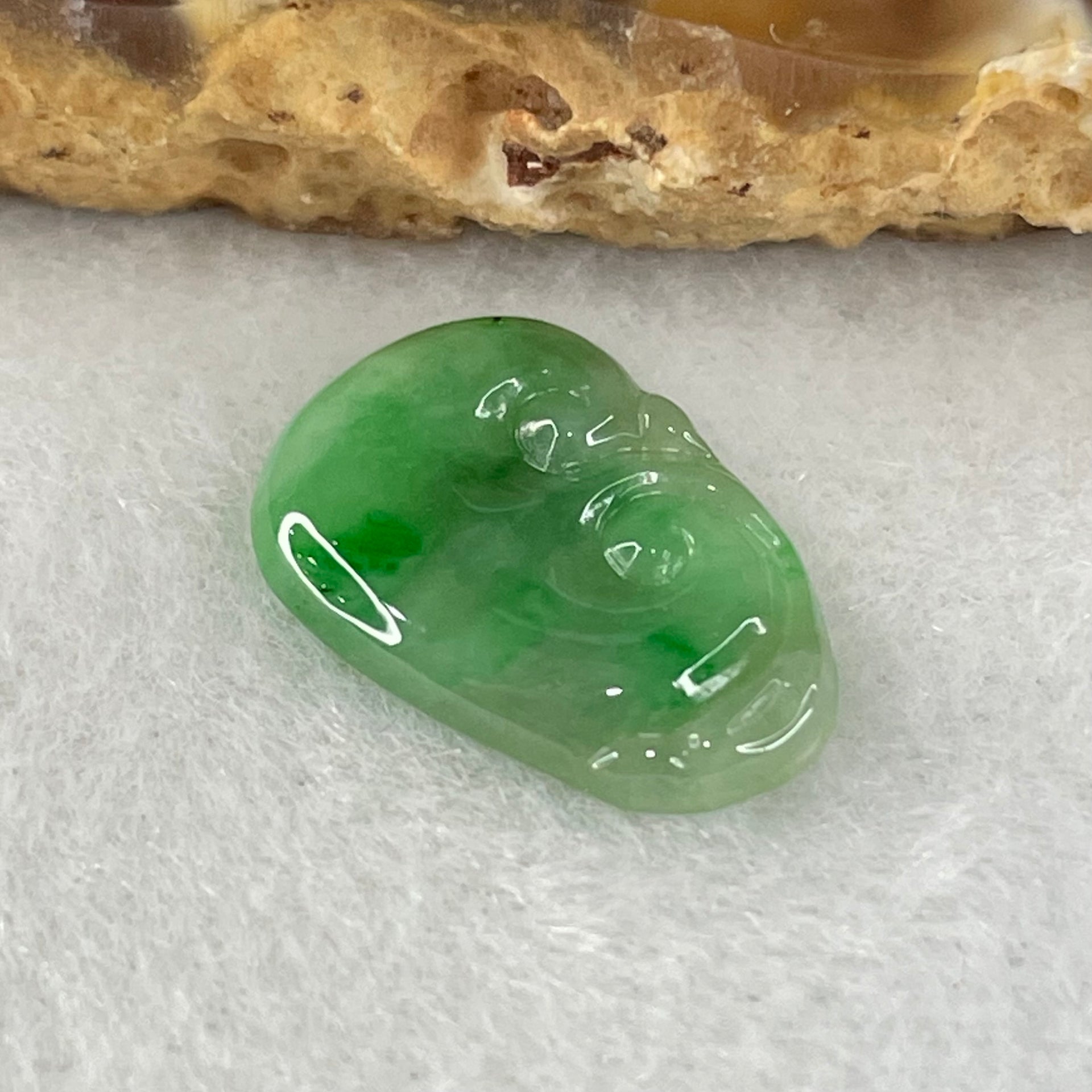 Type A Old Mine Spicy Green Jadeite Ruyi Charm Stone For Setting 1.01g 16.5 by 11.6 by 2.4mm - Huangs Jadeite and Jewelry Pte Ltd