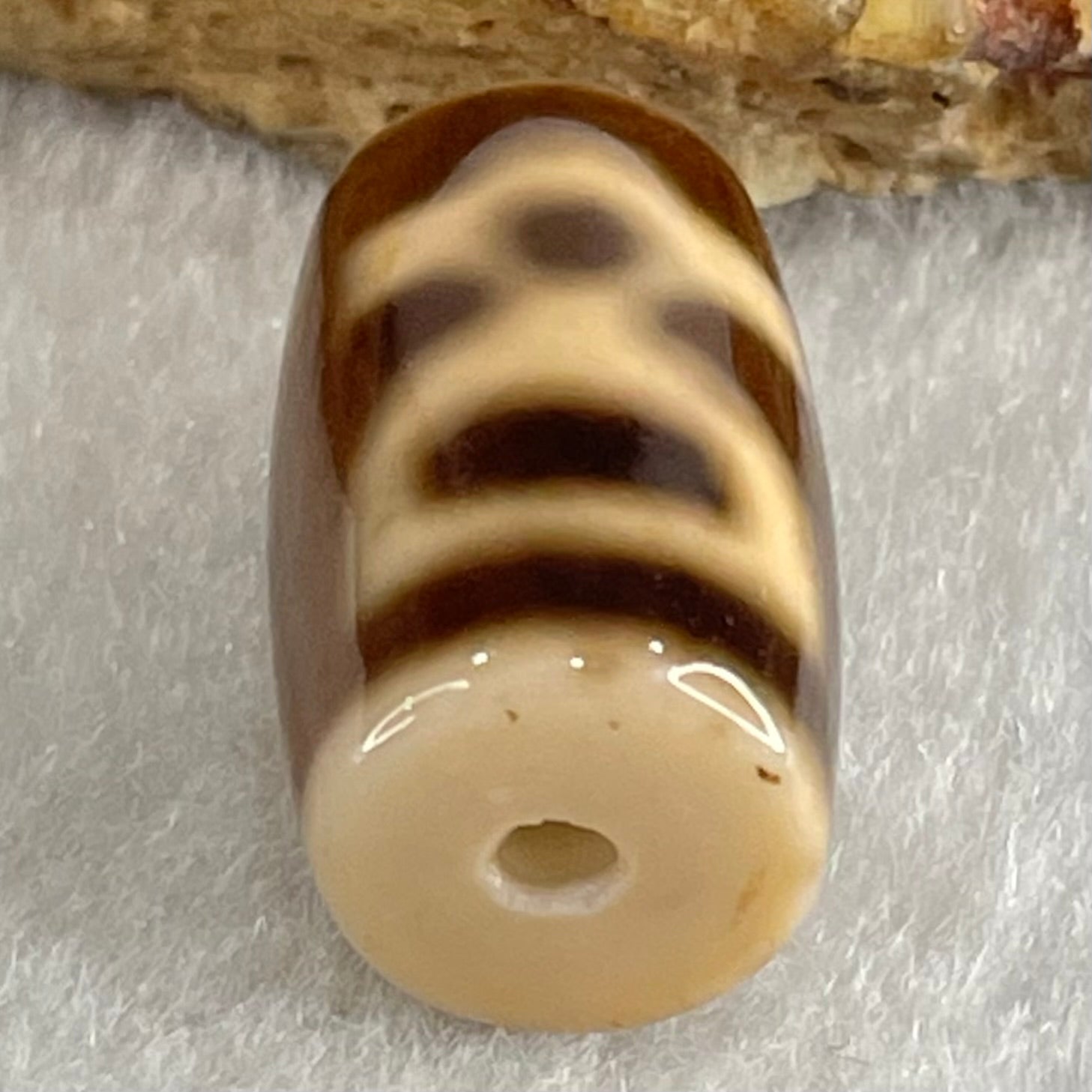 Natural Powerful Tibetan Old Oily Agate Double Cai Shen Dzi Bead Heavenly Master (Tian Zhu) 双财神长天珠 4.85g 19.9 by 11.8mm - Huangs Jadeite and Jewelry Pte Ltd