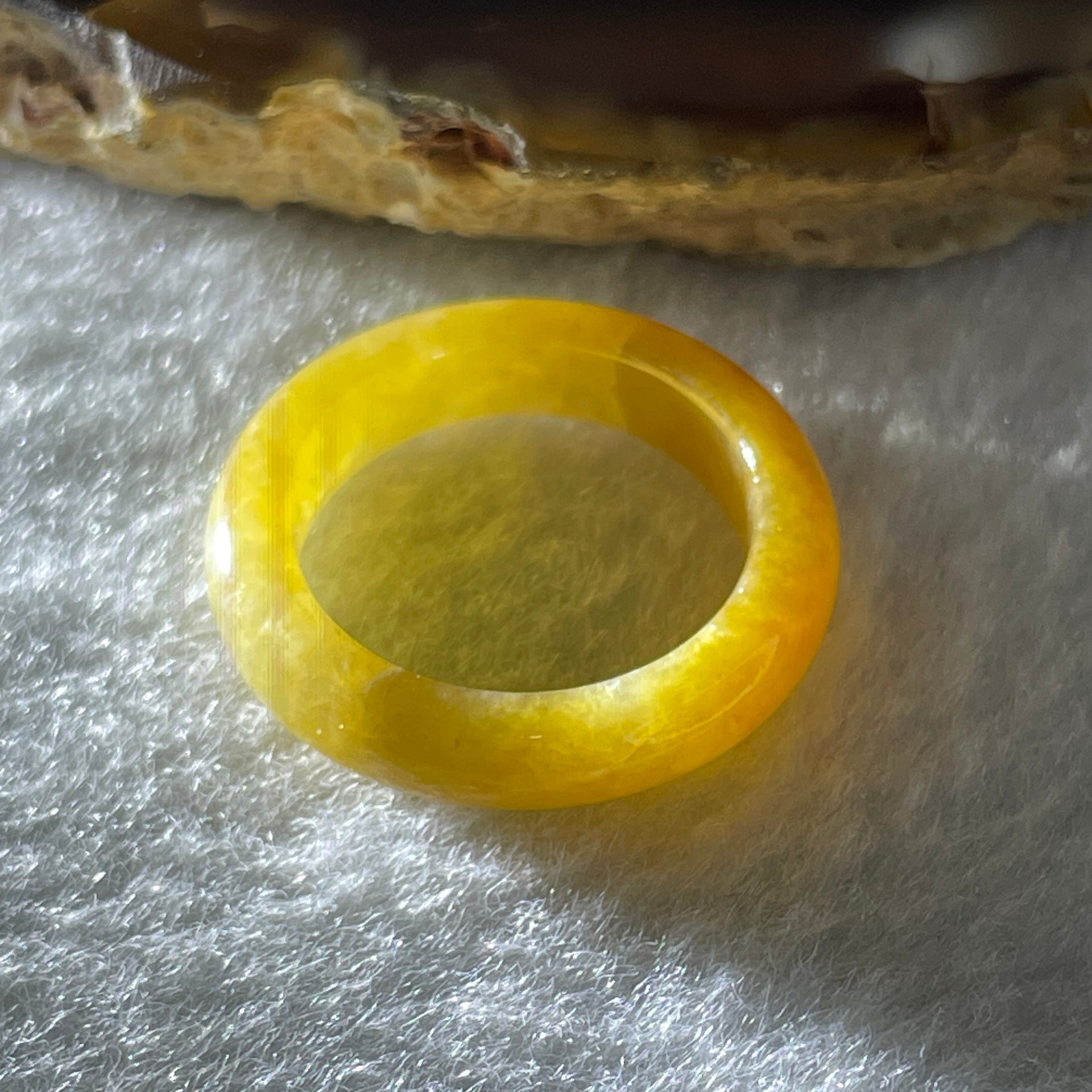 Natural Type A Yellowish Jadeite Ring 2.56g 4.7 by 3.5mm US 5.7 HK 12.4 (Internal Lines) - Huangs Jadeite and Jewelry Pte Ltd