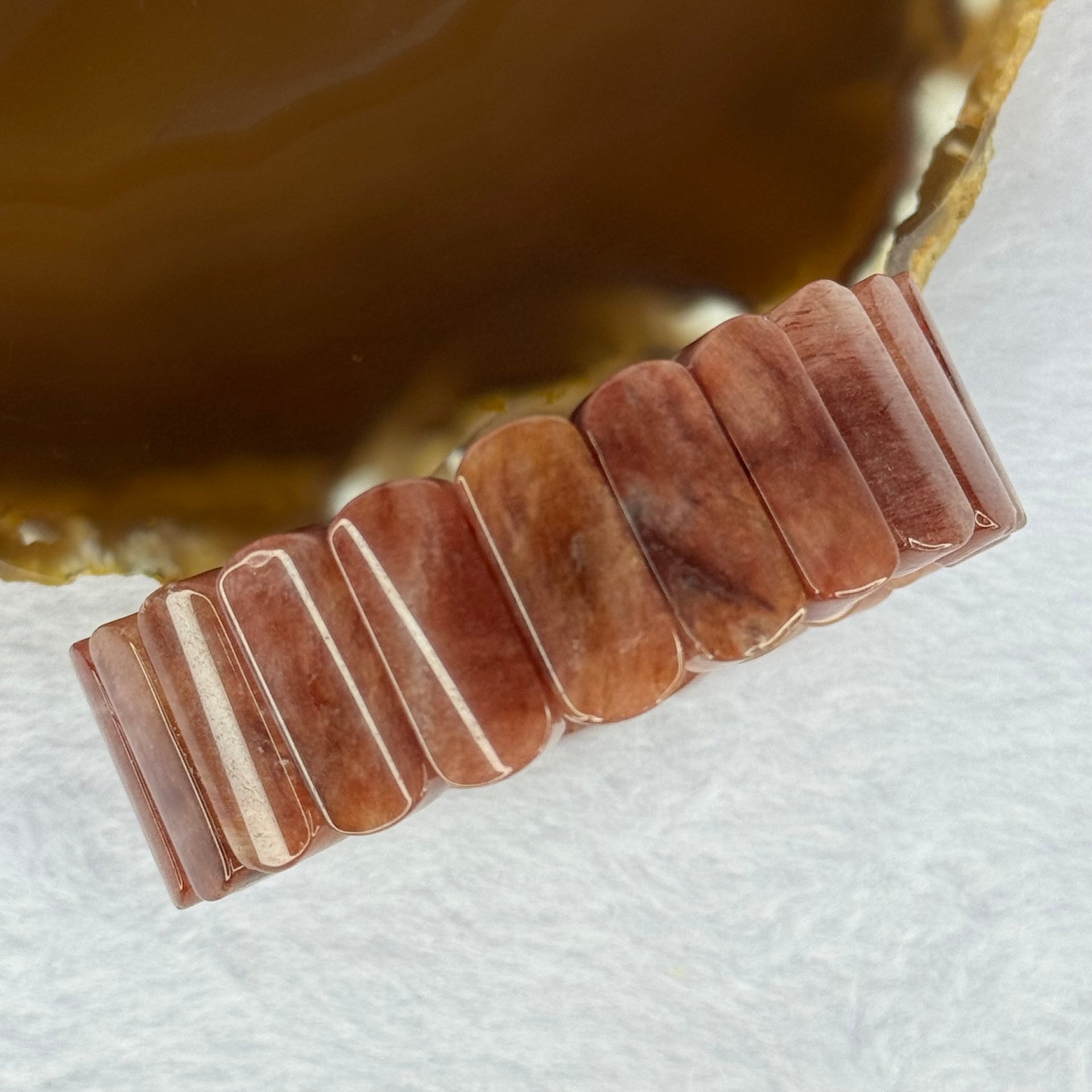 Natural Red Rutilated Quartz Bracelet 55.78g 17cm 20.9 by 9.2 by 6.9mm 22 Beads - Huangs Jadeite and Jewelry Pte Ltd