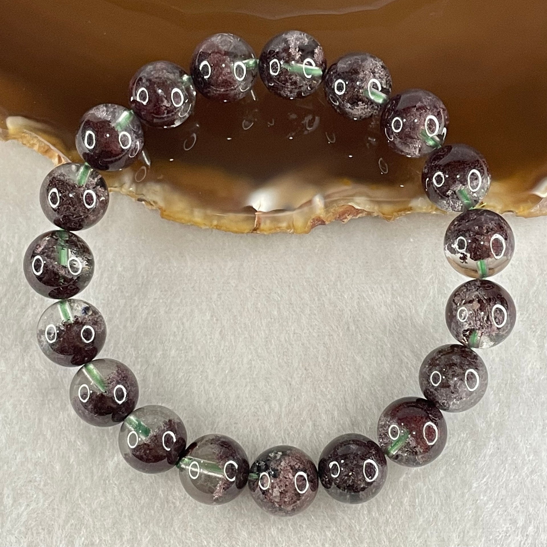 Good Grade Natural Red Phantom Quartz Beads Bracelet 31.20g 16.5cm 10.7mm 19 Beads - Huangs Jadeite and Jewelry Pte Ltd