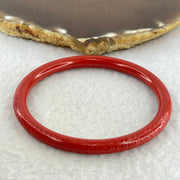 Natural Red Cinnabar Bangle with Inscription Inner Diameter 59.6mm 17.34g 6.3 by 6.3mm - Huangs Jadeite and Jewelry Pte Ltd