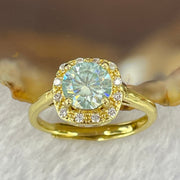 Green and Colourless Cubic Zirconia with Crystals in S925 Sliver Gold Color Ring (Adjustable Size) 1.91g 6.5 by 3.2mm - Huangs Jadeite and Jewelry Pte Ltd